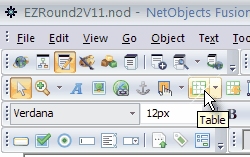 Click the Table button on the NOF toolbar