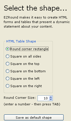 Select the shape and set the corners